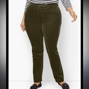 Talbots Simply Flattering Stretch Corduroy Pants 24W Mossy Olive Straight Leg